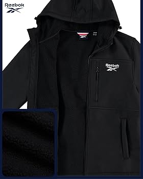 Reebok Mens Jacket - Water Resistant Zip Up Sherpa Fleece Lined